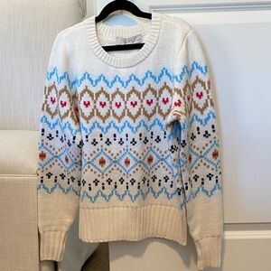 LOFT Cream Multicolor Patterned Sweater